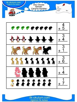 Çocuklar İçin toplam işlemi yaprak testleri 
